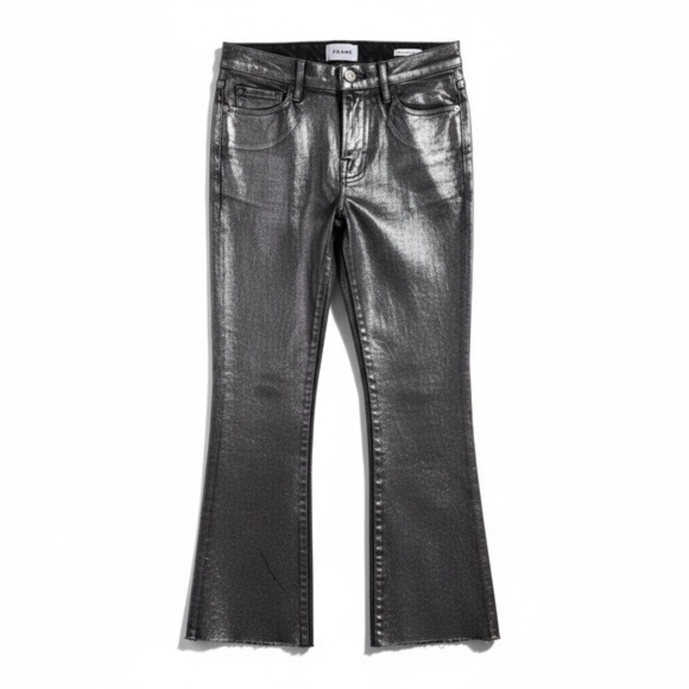 Frame Le High Mini Boot Silver Coated Jeans